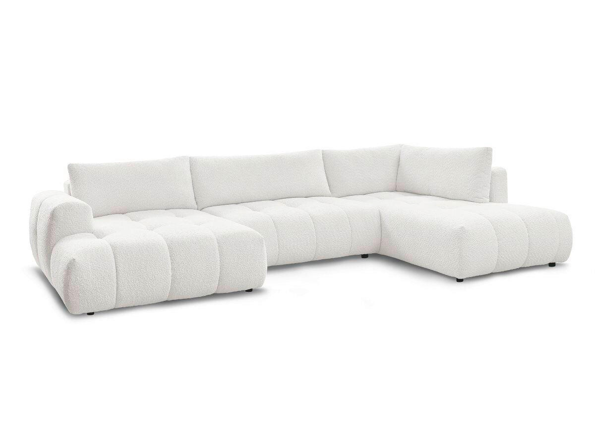 WOHNLANDSCHAFT  FUJI  Weiß Bouclé  - Schwarz/Weiß, MODERN, Kunststoff/Textil (160/377/204cm)