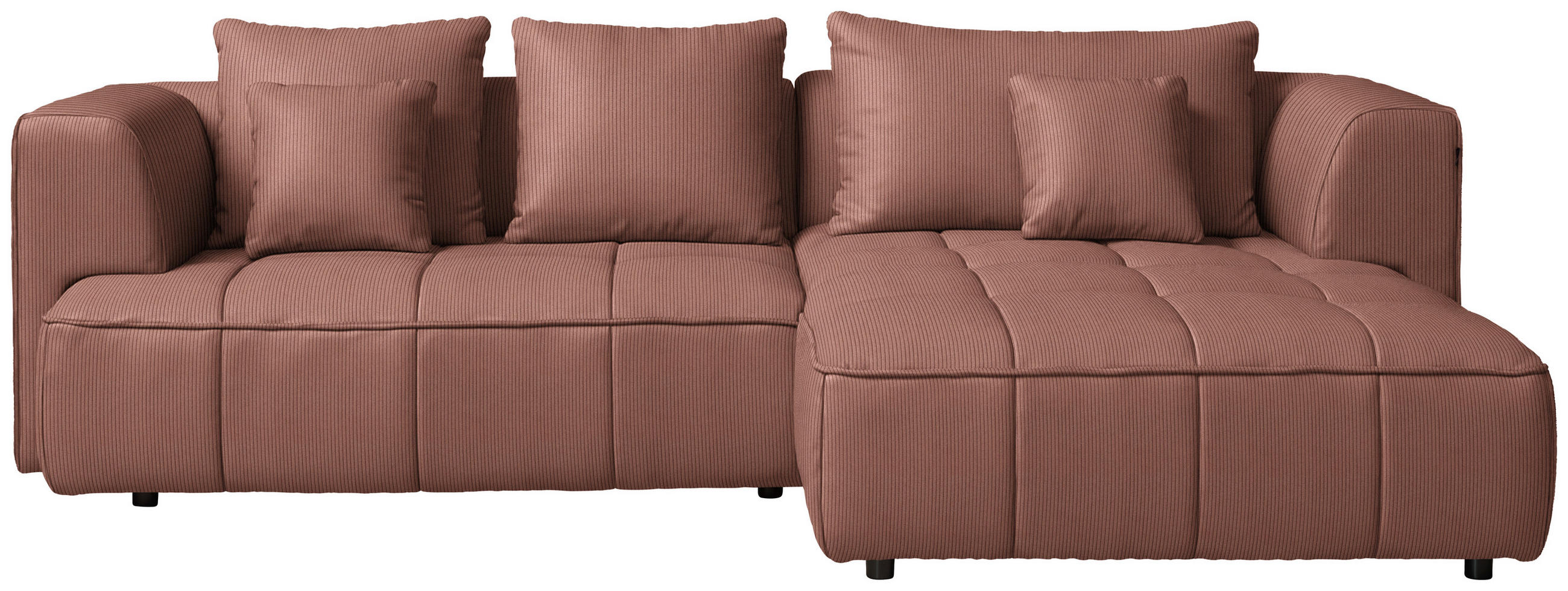ECKSOFA  in Feincord Braun Zierkissen, Rückenkissen  288/188 cm  - Schwarz/Braun, Design, Kunststoff/Textil (288/188cm) - Welnova