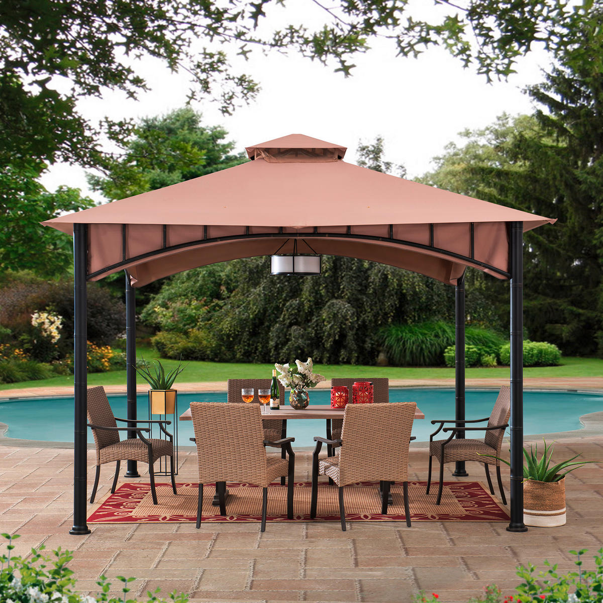 PAVILLON 340/304/340 cm   - Sandfarben/Bronzefarben, Basics, Kunststoff/Metall (340/304/340cm)