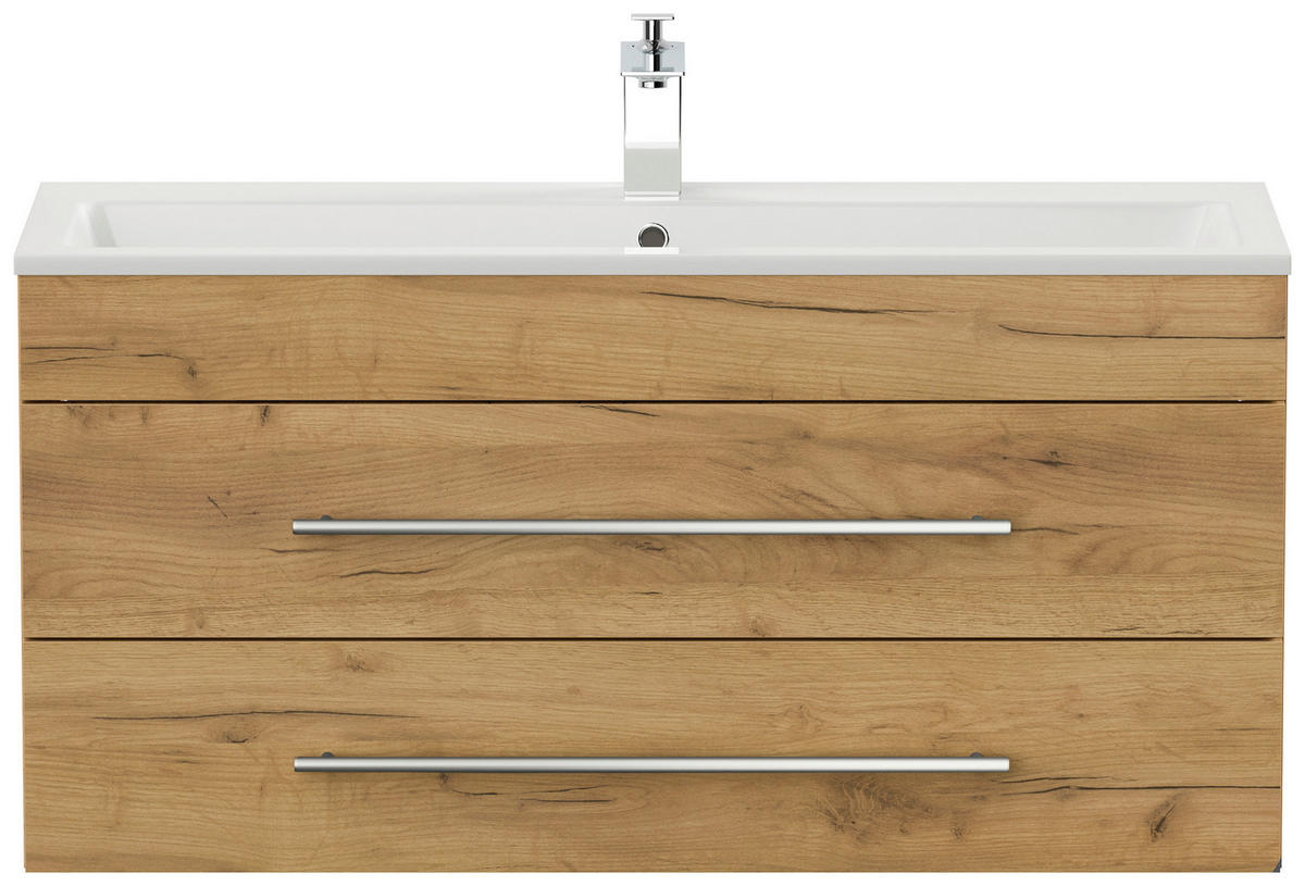 BADEZIMMER  in 100 cm  - Eichefarben/Silberfarben, MODERN, Keramik/Holzwerkstoff (100cm) - MID.YOU