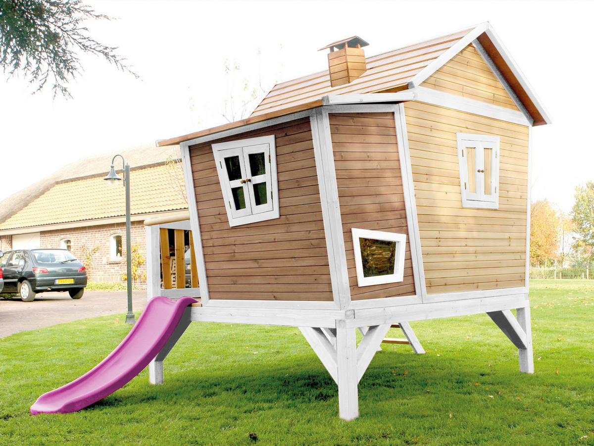 SPIELHAUS 123/12,8/152 cm  - Weiss/Lila, Konventionell, Holz/Kunststoff (123/12,8/152cm)