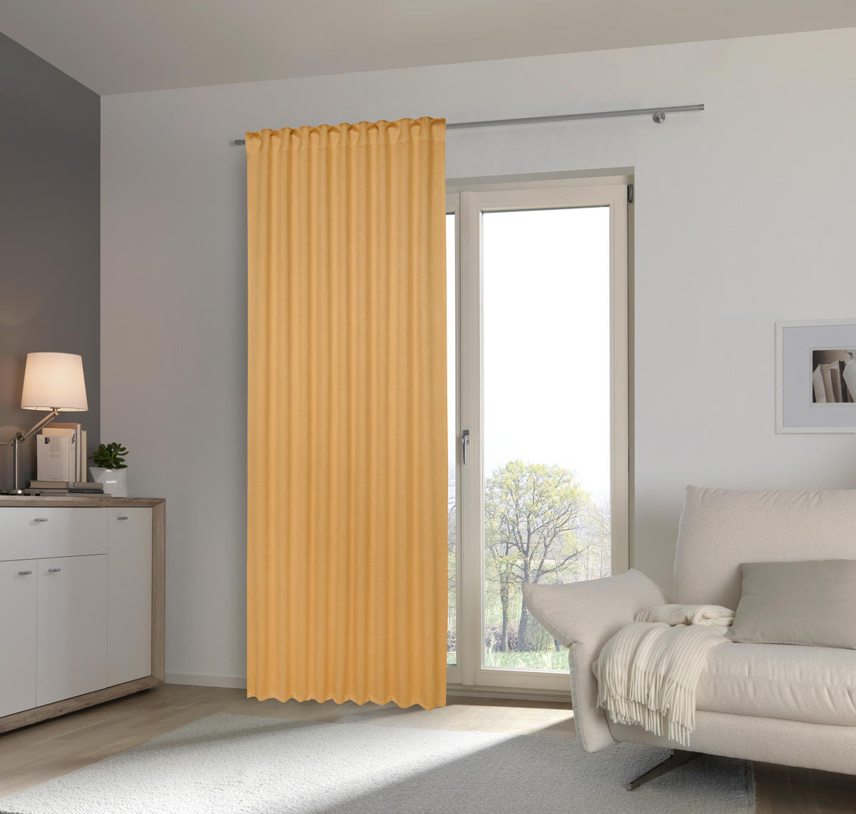 HOTOVÝ ZÁVES, nepriehľadné, 135/245 cm - žltá, Basics, textil (135/245cm) - Esposa