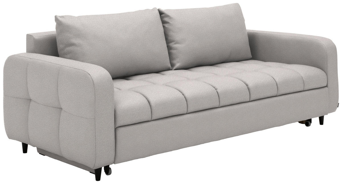 SCHLAFSOFA Webstoff Greige Stoffauswahl, Bettfunktion erhältlich, Rücken echt, Armteil links, Armteil rechts  - Greige/Schwarz, Design, Holz/Textil (236/88/101cm) - Lomoco