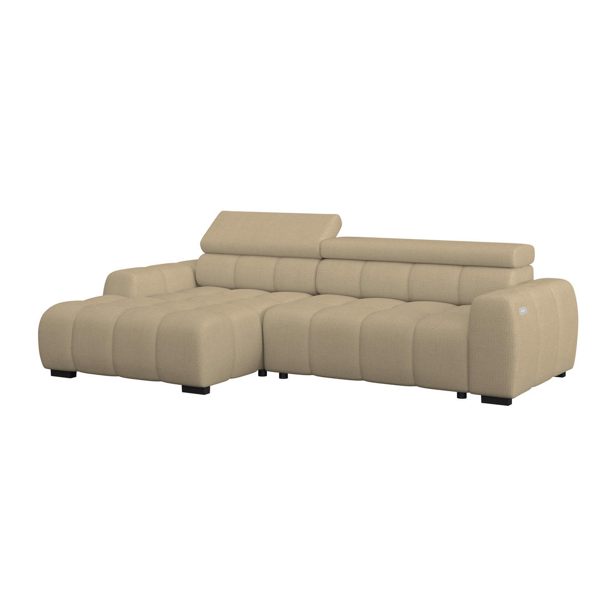 ECKSOFA Webstoff Taupe  - Taupe/Schwarz, Trend, Kunststoff/Textil (168/285cm) - Livetastic