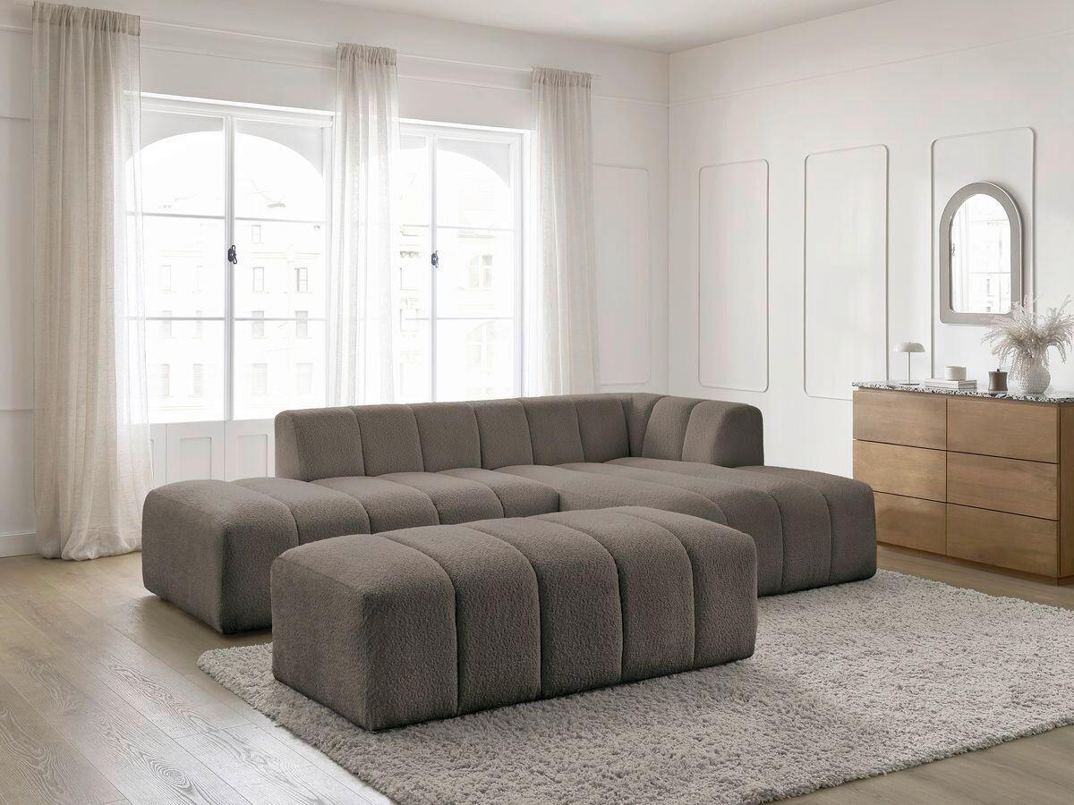 ECKSOFA  ANNECY Taupe Bouclé  - Taupe/Schwarz, MODERN, Kunststoff/Textil (262/170cm)