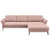 ECKSOFA in Velours Rosa  - Schwarz/Rosa, Design, Textil/Metall (306/179cm) - Beldomo System