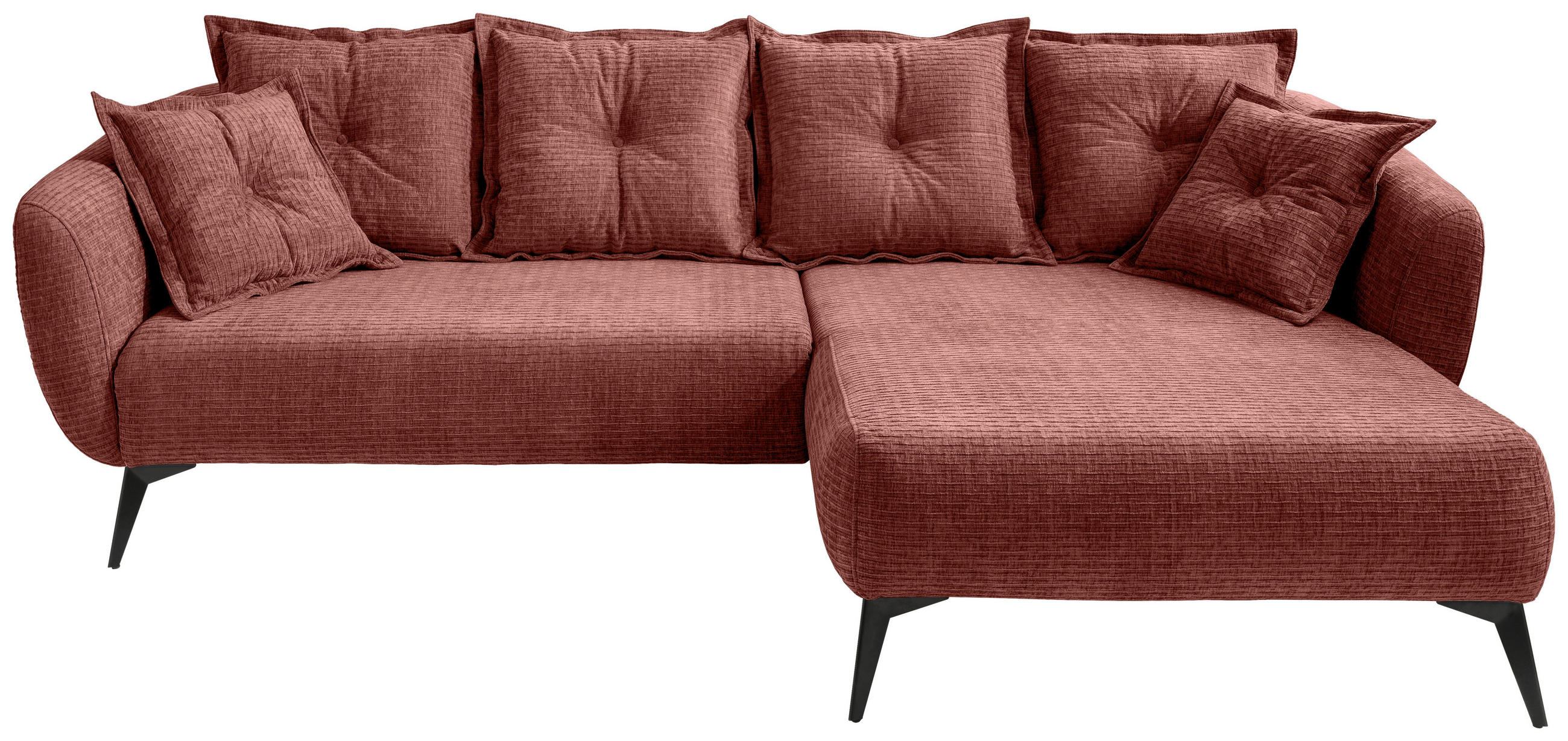 ECKSOFA Koralle Mikrofaser  - Koralle/Schwarz, MODERN, Textil/Metall (277/162cm) - Livetastic