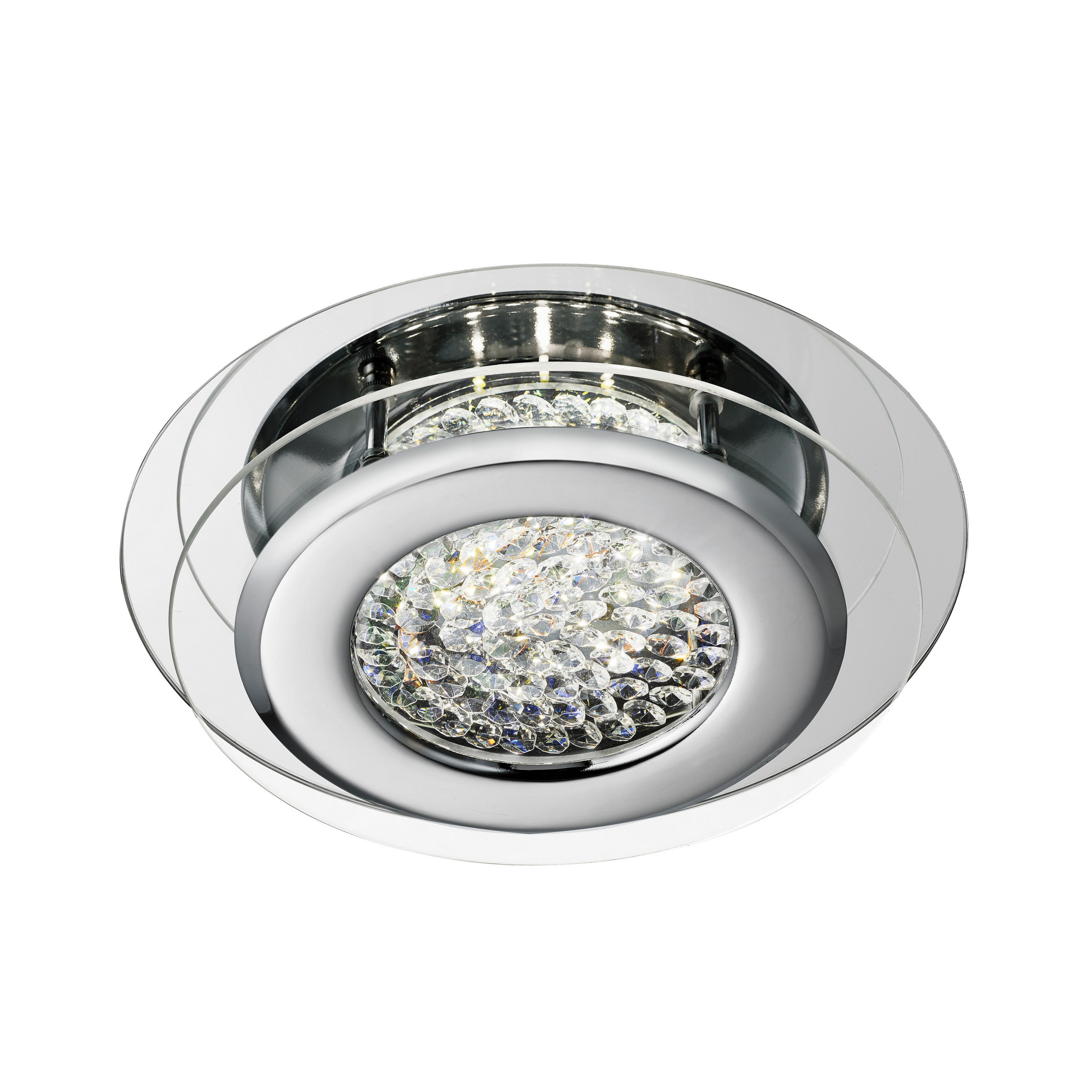 LED-DECKENLEUCHTE Vesta 28/8 cm   - Chromfarben, Design, Glas/Metall (28/8cm) - Searchlight