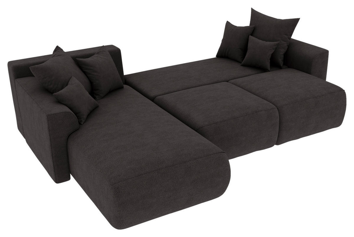 ECKSOFA in Lederlook Dunkelbraun  195/293 cm  - Chromfarben/Dunkelbraun, KONVENTIONELL, Kunststoff/Textil (195/293cm) - Carryhome