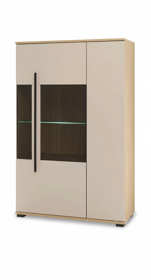 VITRINE  in Eichefarben, Kaschmir  - Kaschmir/Eichefarben, Design, Glas/Holzwerkstoff (90/140/37cm) - Livetastic