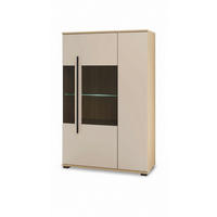VITRINE  in Eichefarben, Kaschmir  - Kaschmir/Eichefarben, Design, Glas/Holzwerkstoff (90/140/37cm) - Livetastic