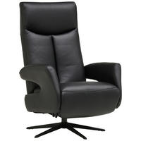 RELAXSESSEL in Leder Schwarz  - Schwarz, Design, Leder/Metall (74/105/82cm) - Welnova