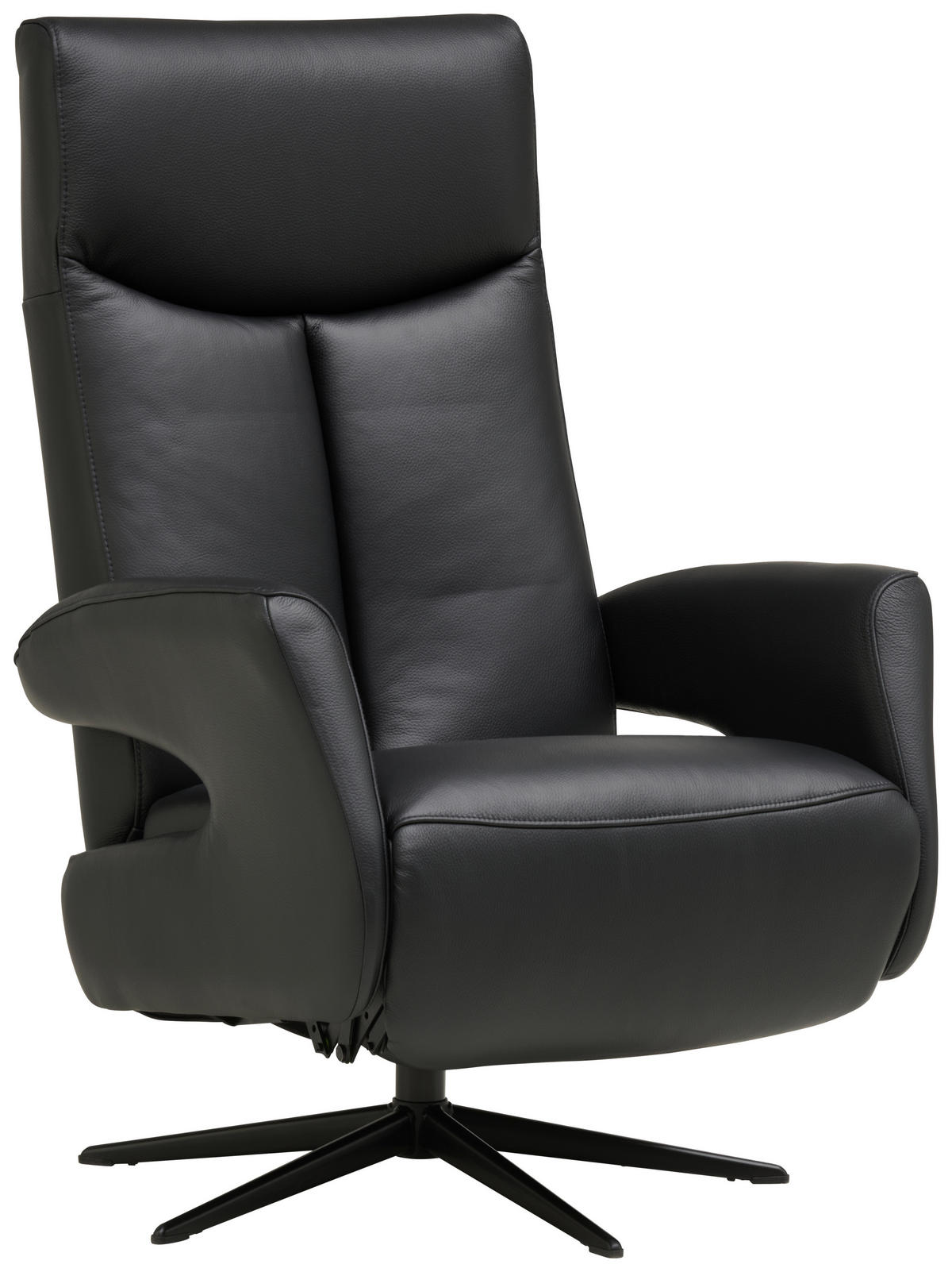RELAXSESSEL in Leder Schwarz  - Schwarz, Design, Leder/Metall (74/105/82cm) - Welnova