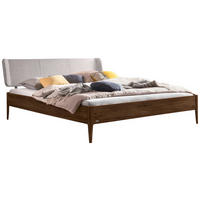 BETT 140/200 cm  Nussbaumfarben, Hellgrau   - Nussbaumfarben/Hellgrau, Modern, Holz/Textil (140/200cm) - Hasena