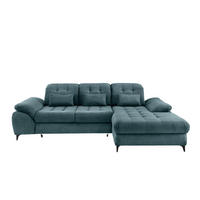 ECKSCHLAFSOFA  in Cord Petrol  - Petrol/Schwarz, MODERN, Textil/Metall (273/189cm) - Livetastic