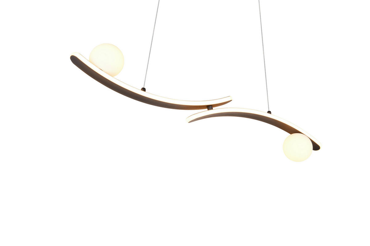 LED-HÄNGELEUCHTE Napoli 82/150 cm  - Schwarz/Weiß, Design, Glas/Kunststoff (82/150cm) - Trio Leuchten