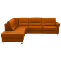 ECKSOFA in Echtleder Orange  - Beige/Alufarben, Design, Leder/Metall (249/288cm) - Beldomo Premium