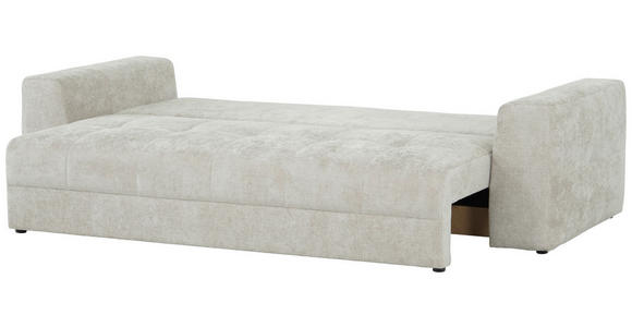 SCHLAFSOFA Struktur Creme  inkl. Zierkissen, Rückenkissen, Bettkasten, Schlaffunktion, Rücken echt  - Creme/Schwarz, KONVENTIONELL, Kunststoff/Textil (253/87/102cm) - Xora