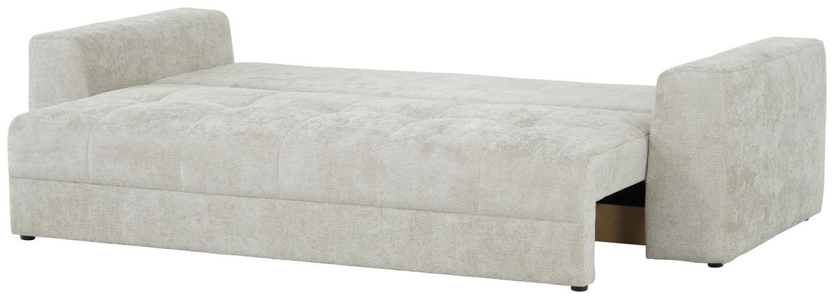 SCHLAFSOFA Struktur Creme  inkl. Zierkissen, Rückenkissen, Bettkasten, Schlaffunktion, Rücken echt  - Creme/Schwarz, KONVENTIONELL, Kunststoff/Textil (253/87/102cm) - Xora
