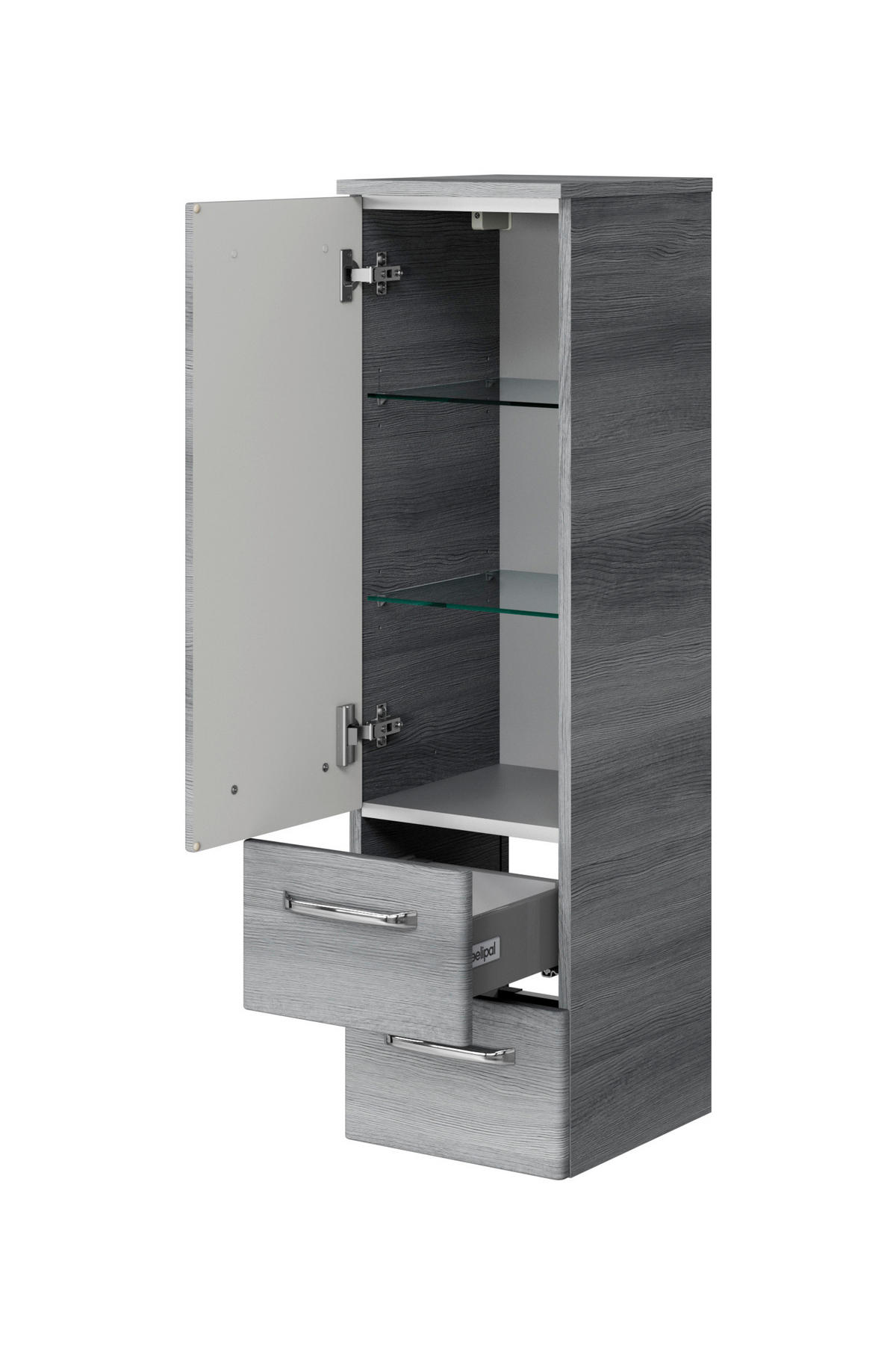 MIDISCHRANK 30/109/33 cm  - Chromfarben/Graphitfarben, KONVENTIONELL, Glas/Holzwerkstoff (30/109/33cm) - Sadena