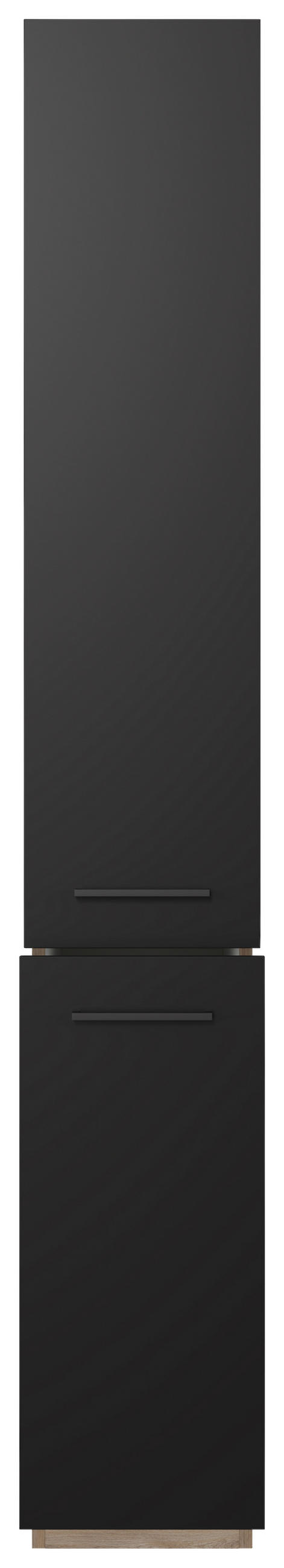 APOTHEKERSCHRANK 30/200/57 cm  in Schwarz, Eichefarben  - Eichefarben/Schwarz, KONVENTIONELL, Holzwerkstoff/Metall (30/200/57cm) - FlexWell
