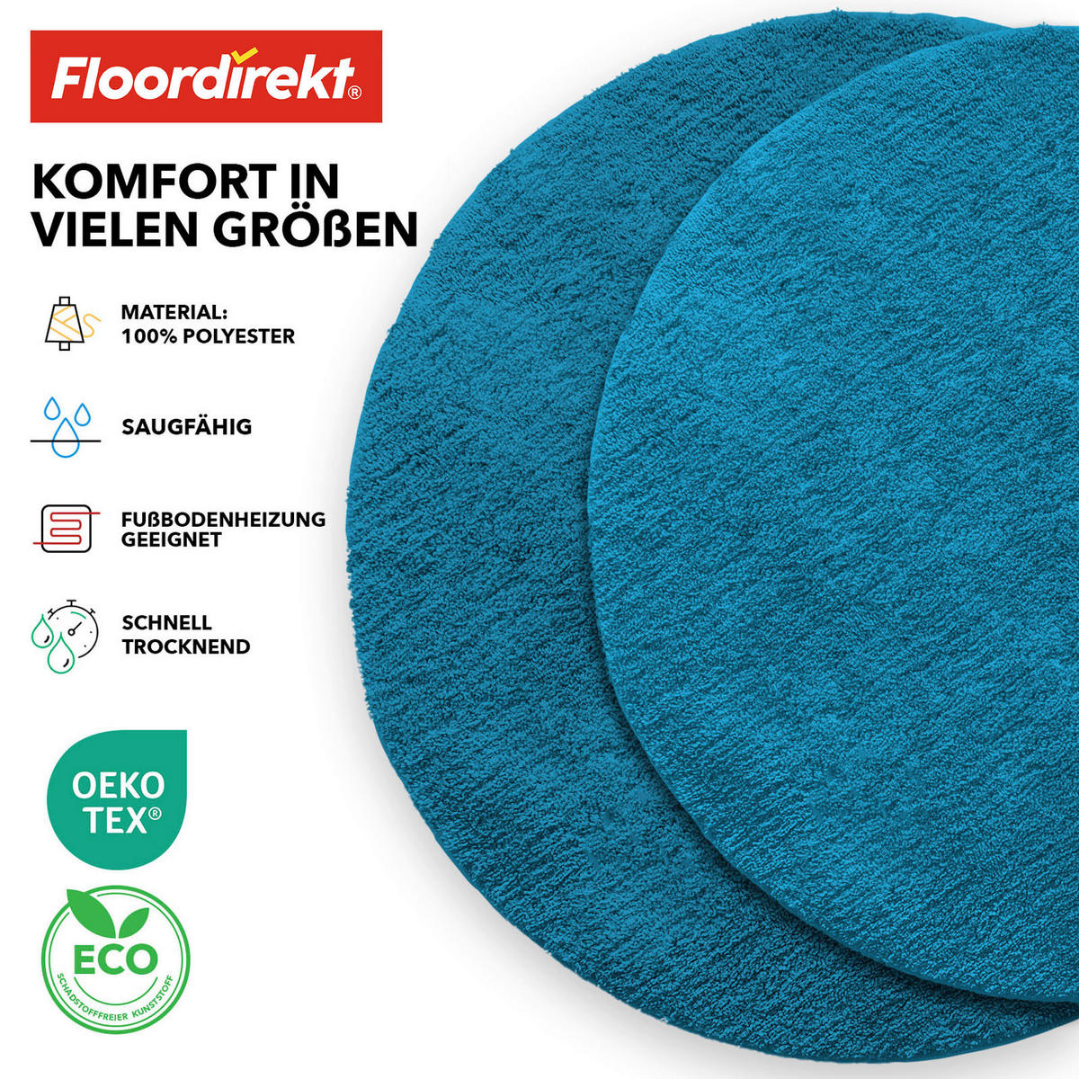 BADEMATTE SKY Petrol 120 cm  - Petrol, Basics, Kunststoff/Textil (120cm) - Floordirekt