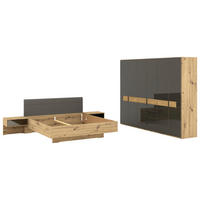 SCHLAFZIMMER Champagner, Eiche Bianco  - Eiche Bianco/Champagner, Design, Glas/Holz (180/200cm) - Musterring