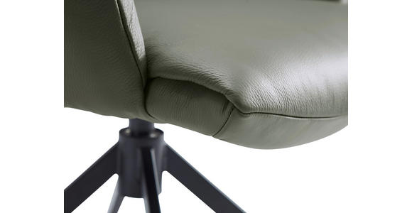 ARMLEHNSTUHL  Lederauswahl, Sitzfläche 360° drehbar, automatische Rückholfunktion  Echtleder  - Schwarz/Olivgrün, Design, Leder/Metall (64/86/63cm) - Dieter Knoll