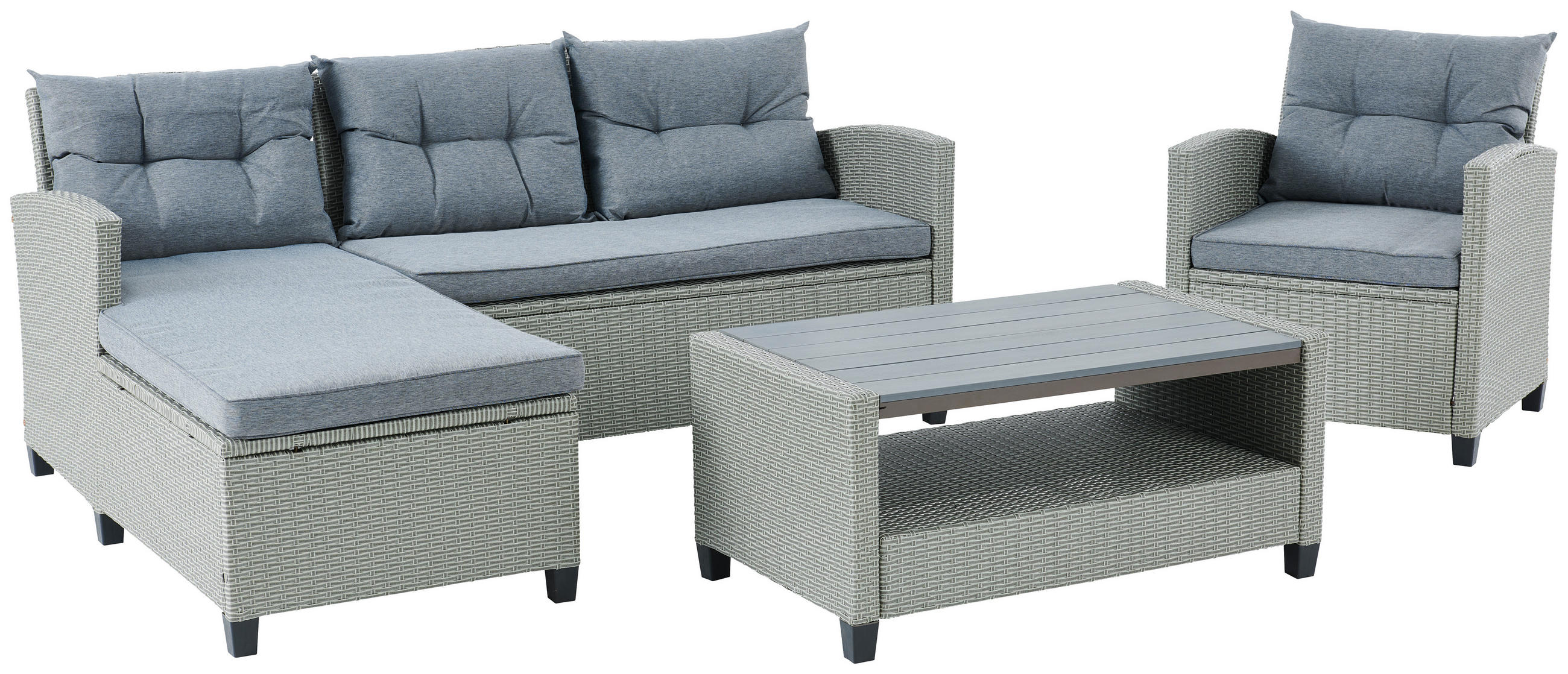 ENSEMBLE LOUNGE - Grau, Modern, Kunststoff/Textil