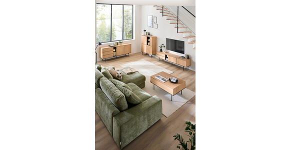 HIGHBOARD Schwarz, Eichefarben 106/141/41 cm - Eichefarben/Schwarz, Basics, Glas/Holzwerkstoff (106/141/41cm) - Hom`in