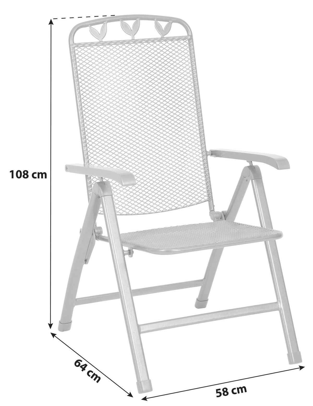 GARTENSTUHL Metall Grau  - Grau, Basics, Metall (58/108/64cm) - Gardenson