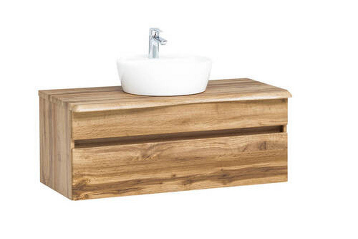 WASCHTISCHKOMBI 101 cm  - Eiche Wotan/Weiß, Natur, Keramik/Holzwerkstoff (101cm) - Xora