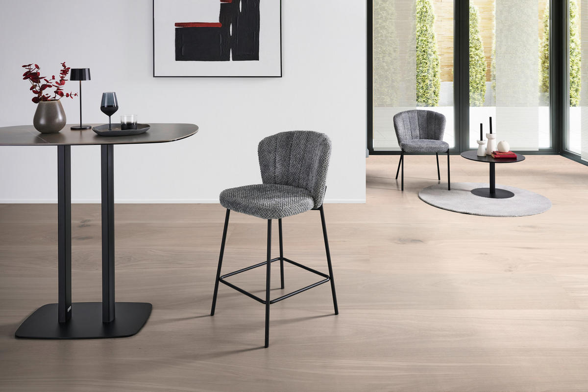 STUHL Struktur Grau Pappel Sperrholz  - Schwarz/Grau, LIFESTYLE, Holz/Textil (55/79/59cm) - Livetastic