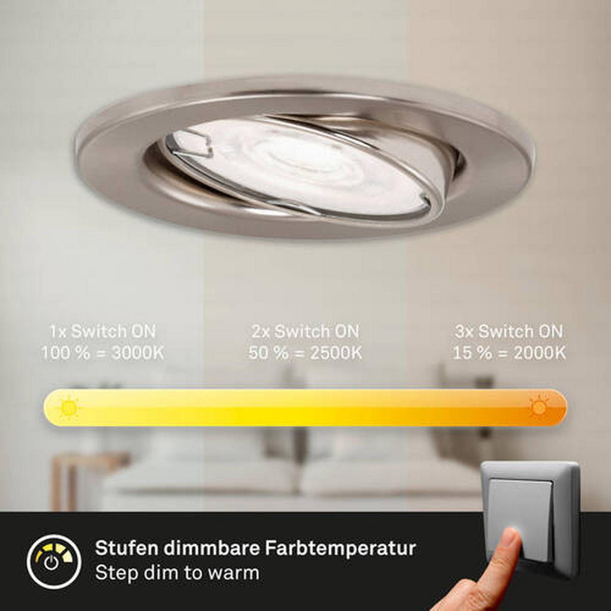 KUPAONSKA LED SVJETILJKA UGRA  - boje nikla, Basics, metal (8,6/7cm)