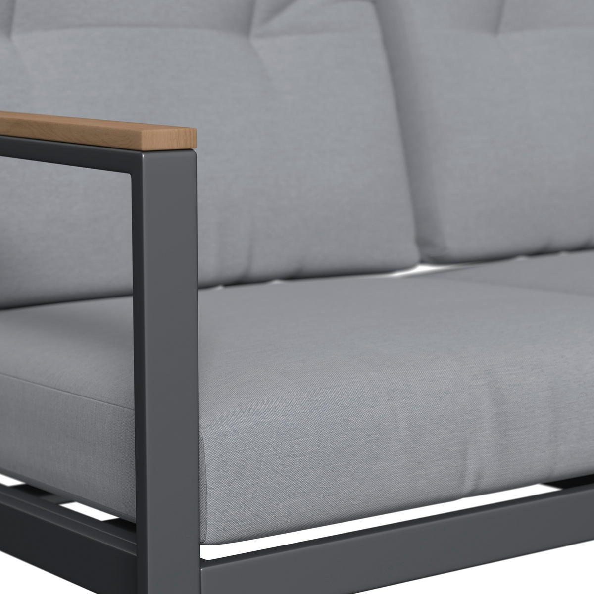 LOUNGEGARNITUR 4-teilig   120/81/80 cm Eisen  - Anthrazit/Naturfarben, Basics, Kunststoff/Textil (120/81/80cm) - Ambia Garden