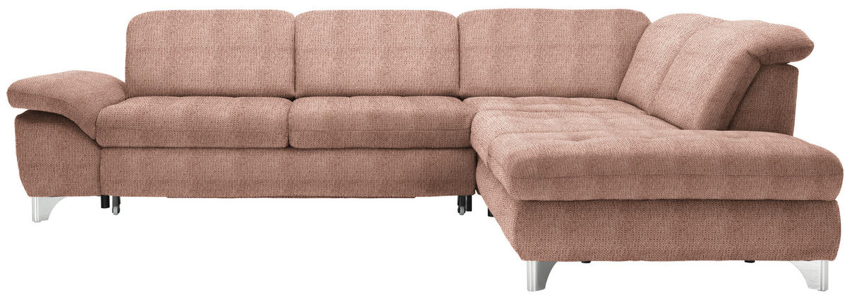 ECKSOFA in Webstoff Orange  - Chromfarben/Orange, Design, Textil/Metall (319/260cm) - Beldomo Style