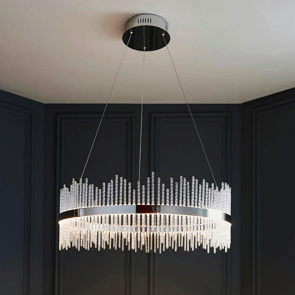 PENDELLEUCHTE Endon Adriel 70/35-163 cm   - Chromfarben, KONVENTIONELL, Metall (70/35-163cm) - ENDON