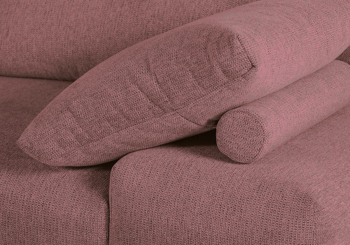 ECKSOFA  in Flachgewebe Altrosa  240/310 cm  - Schwarz/Altrosa, KONVENTIONELL, Textil/Metall (240/310cm) - MID.YOU