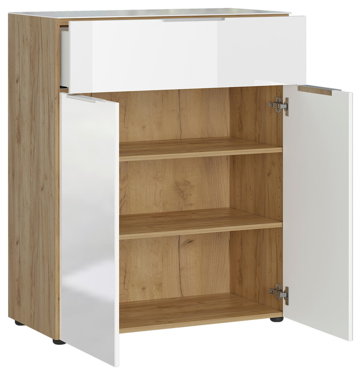 KOMÓD 83/102/42 cm  - tölgyfa színű/fekete, Modern, műanyag/faalapú anyag (83/102/42cm) - Premium Living