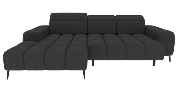 ECKSOFA Anthrazit Flachgewebe Rücken echt, Kopfteilverstellung, Sitztiefenverstellung  - Anthrazit/Schwarz, KONVENTIONELL, Kunststoff/Textil (171/273cm) - Carryhome