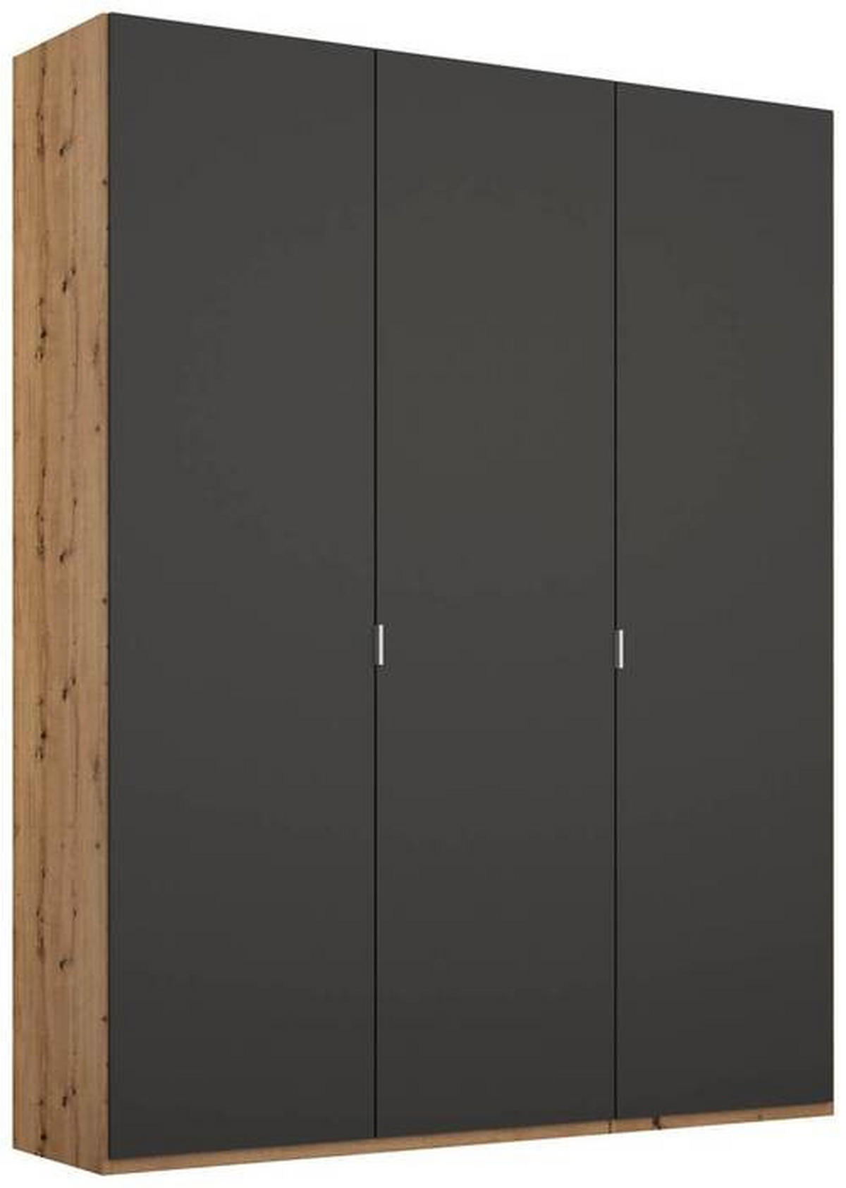 DREHTÜRENSCHRANK in Graphitfarben, Eichefarben  - Eichefarben/Alufarben, Trend, Holzwerkstoff/Metall (151/223/60cm) - Stylife