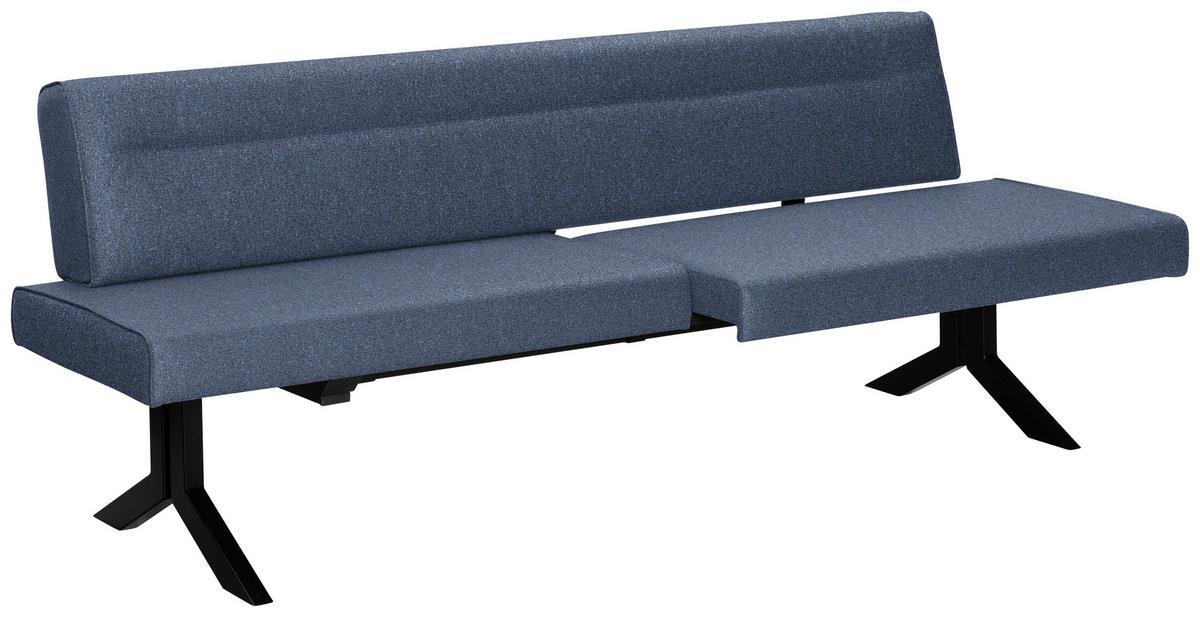 SITZBANK in Metall, Textil Dunkelblau  - Schwarz/Dunkelblau, Konventionell, Textil/Metall (220/87/70-86cm) - Moderano