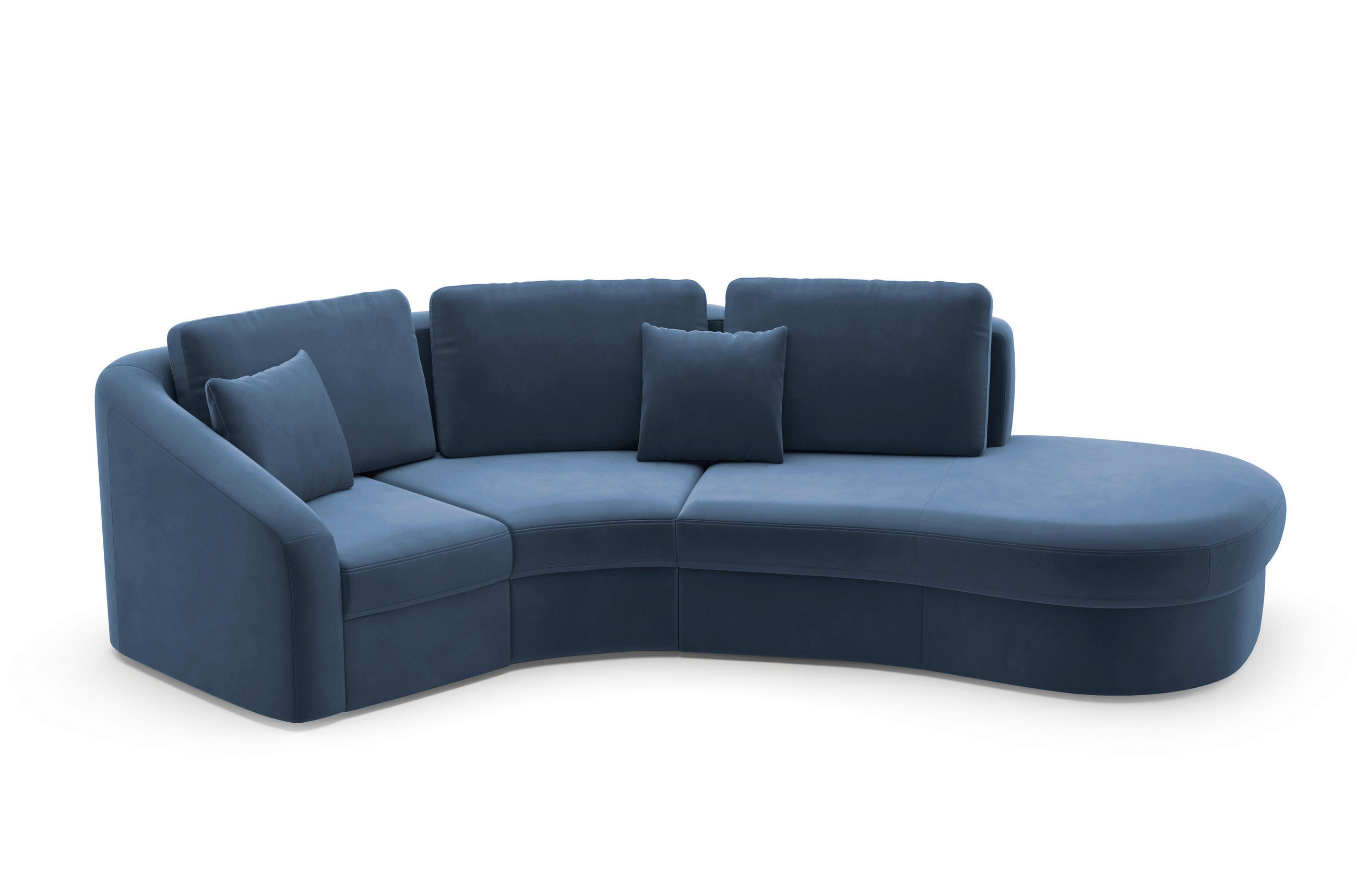 Thumbnail - Sit & More Ecksofa Jazz V, Blau, Textil, 4-Sitzer, Füllung: Polyester, organische Form, L-Form, 266x230 cm, Goldenes M, ...