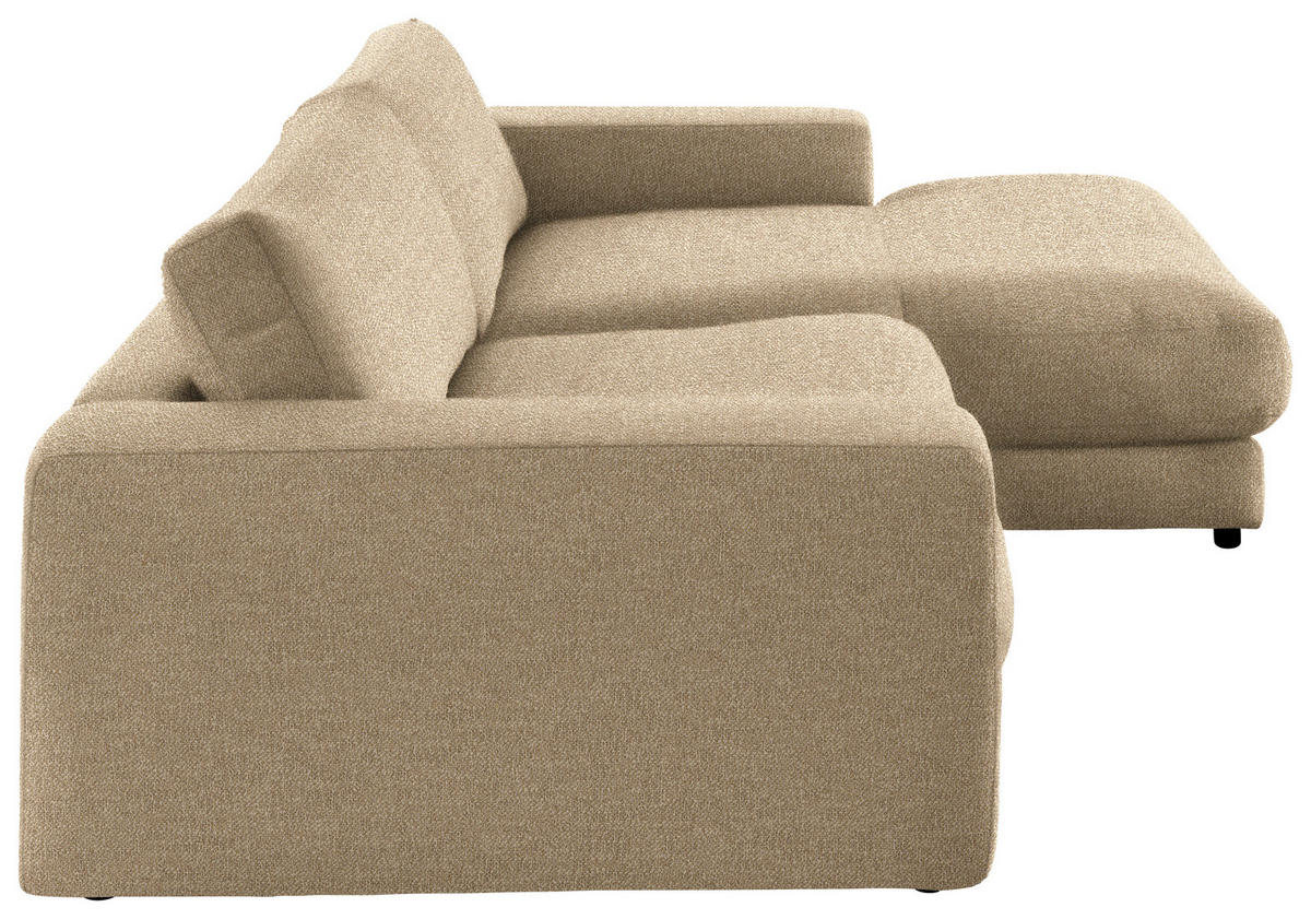 ECKSOFA in Flachgewebe Sandfarben  - Sandfarben/Schwarz, Design, Kunststoff/Textil (270/190cm) - Lomoco