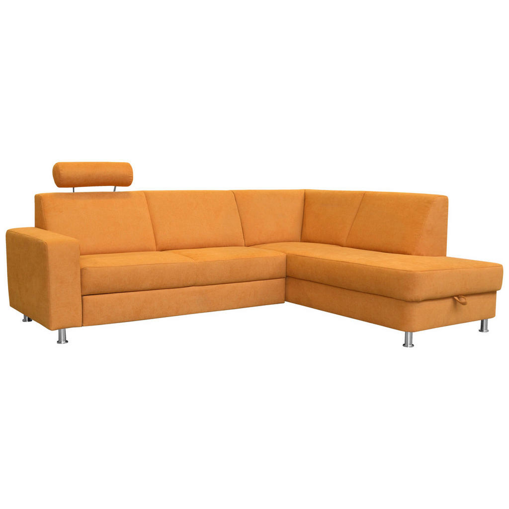 Thumbnail - Xora Ecksofa, Gelb, Textil, 4-Sitzer, Ottomane links, L-Form, 248x198 cm, Goldenes M, Typenauswahl, Bettkasten erhältlic...