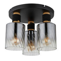 DECKENLEUCHTE OSBORNE 32/25,4 cm   - Klar/Schwarz, Design, Glas/Holz (32/25,4cm) - Globo