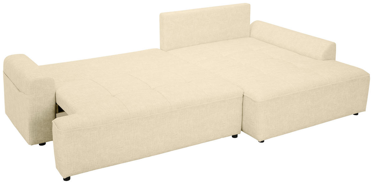 ECKSOFA Creme Mikrofaser  - Creme/Schwarz, KONVENTIONELL, Kunststoff/Textil (295/169cm) - Carryhome