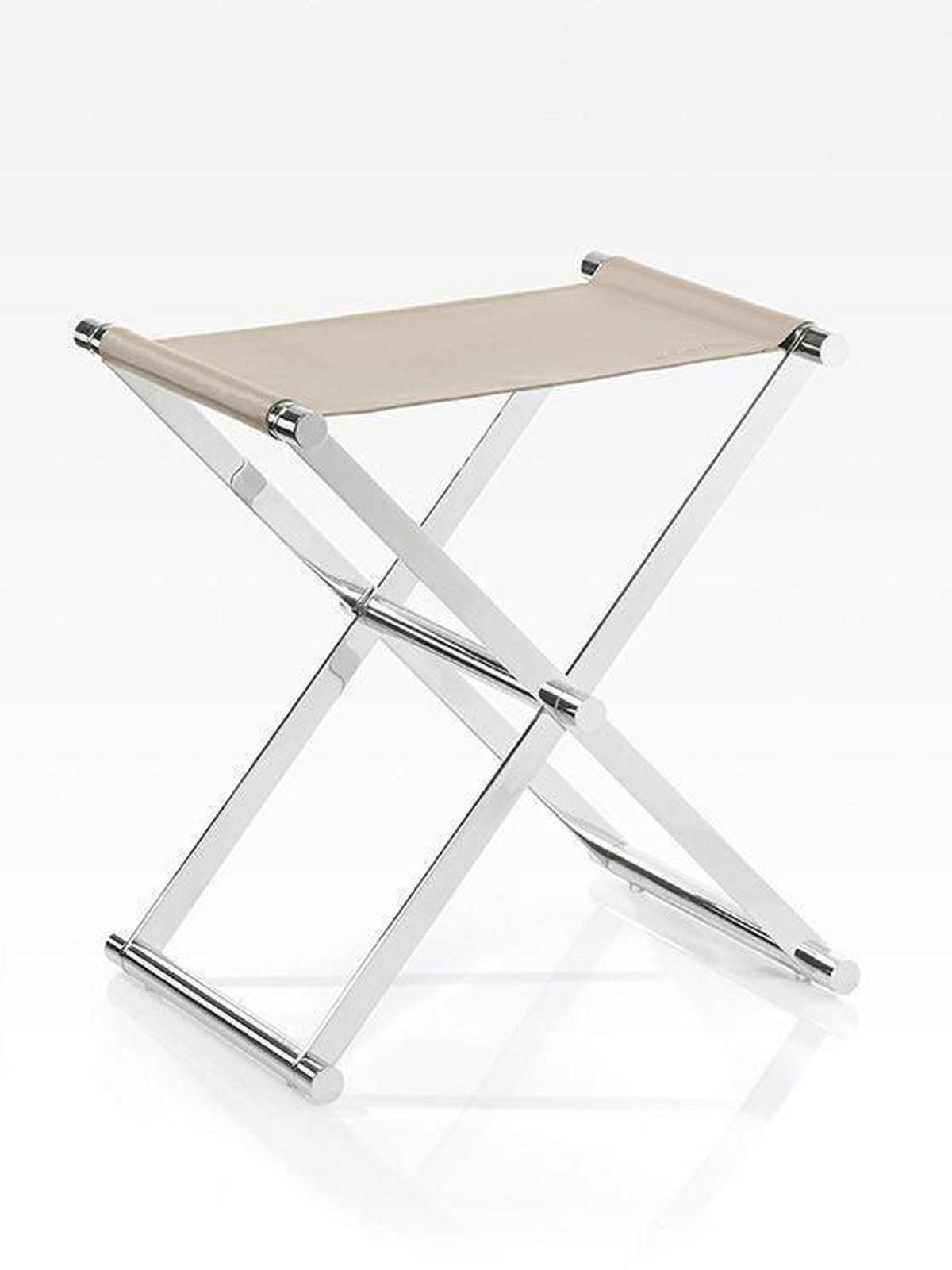 KLAPPHOCKER Lederlook Chromfarben, Beige  - Chromfarben/Beige, Design, Textil/Metall (34,5/45/45cm) - Joop!