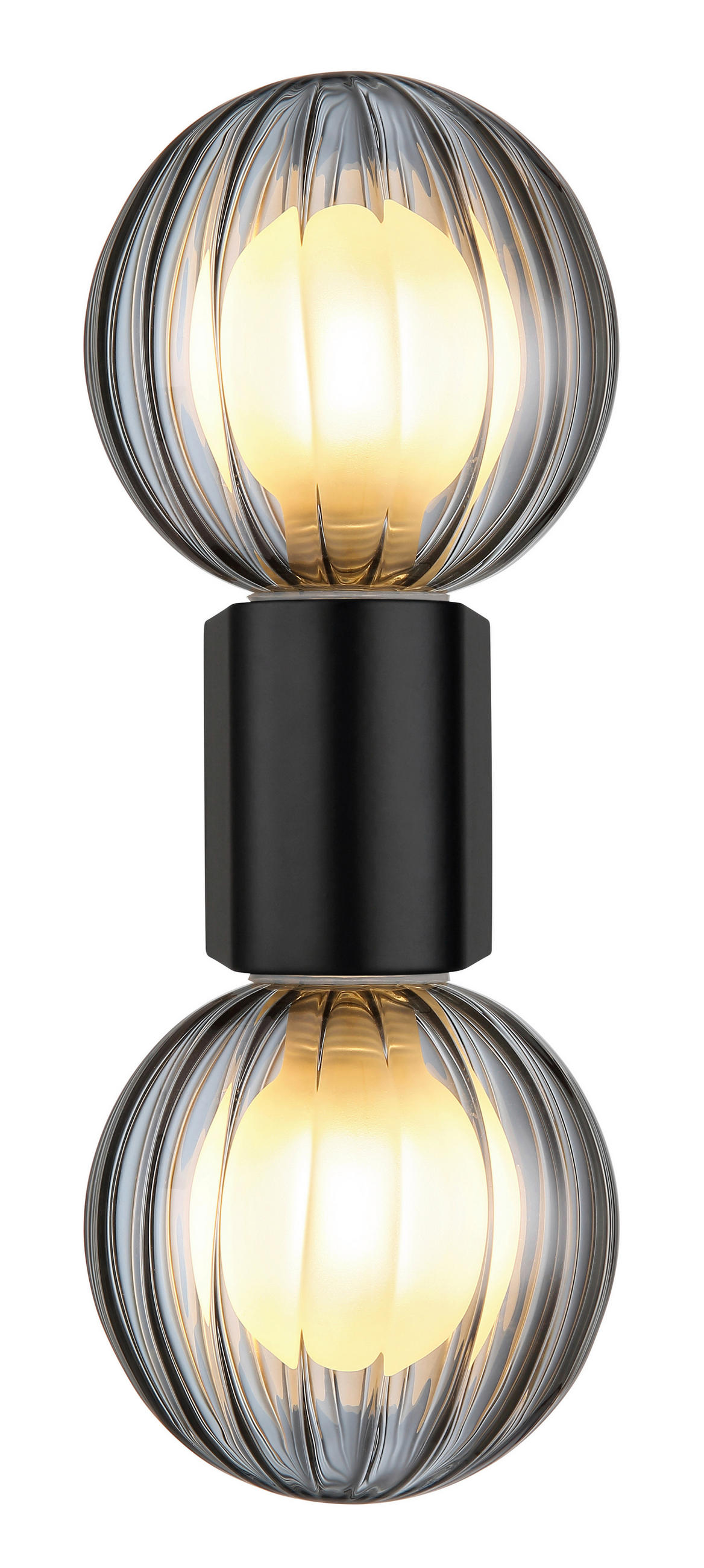 BADEZIMMER-WANDLEUCHTE   - Schwarz, KONVENTIONELL, Glas/Metall (26,5/10/12cm) - Globo