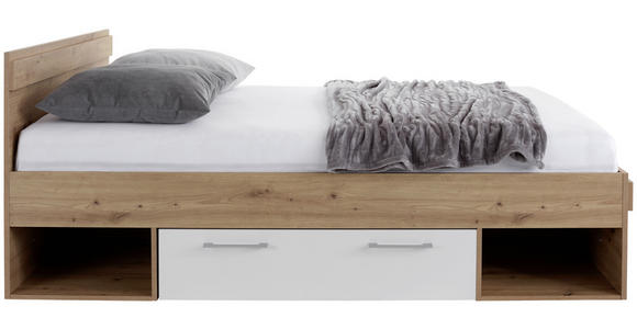 Bett Box 140x200 Artisan Eiche/Alpinweiß - Blau/Eichefarben, MODERN, Holzwerkstoff (140/200cm) - Ombra